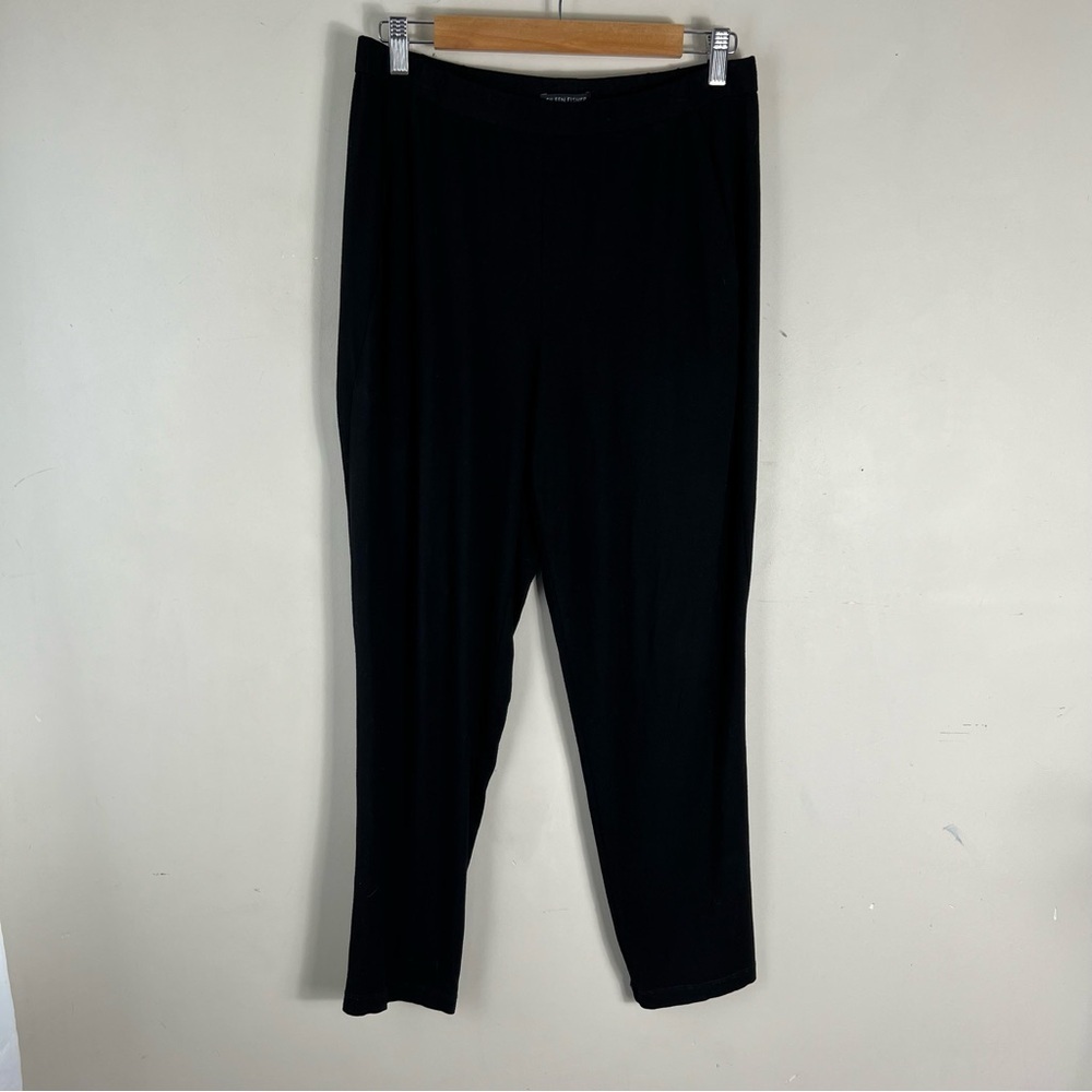 Eileen Fisher Black Pull On Cotton Blend Pants Size Small Pockets Stretch Comfy